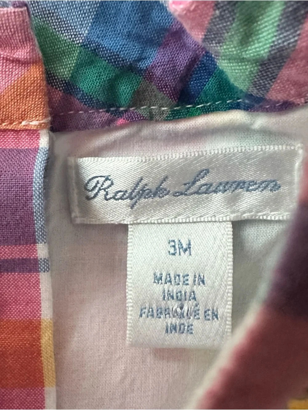 Ralph Lauren 3 Months Baby Girl Pink Multi Plaid Sundress Dress Spring Summer